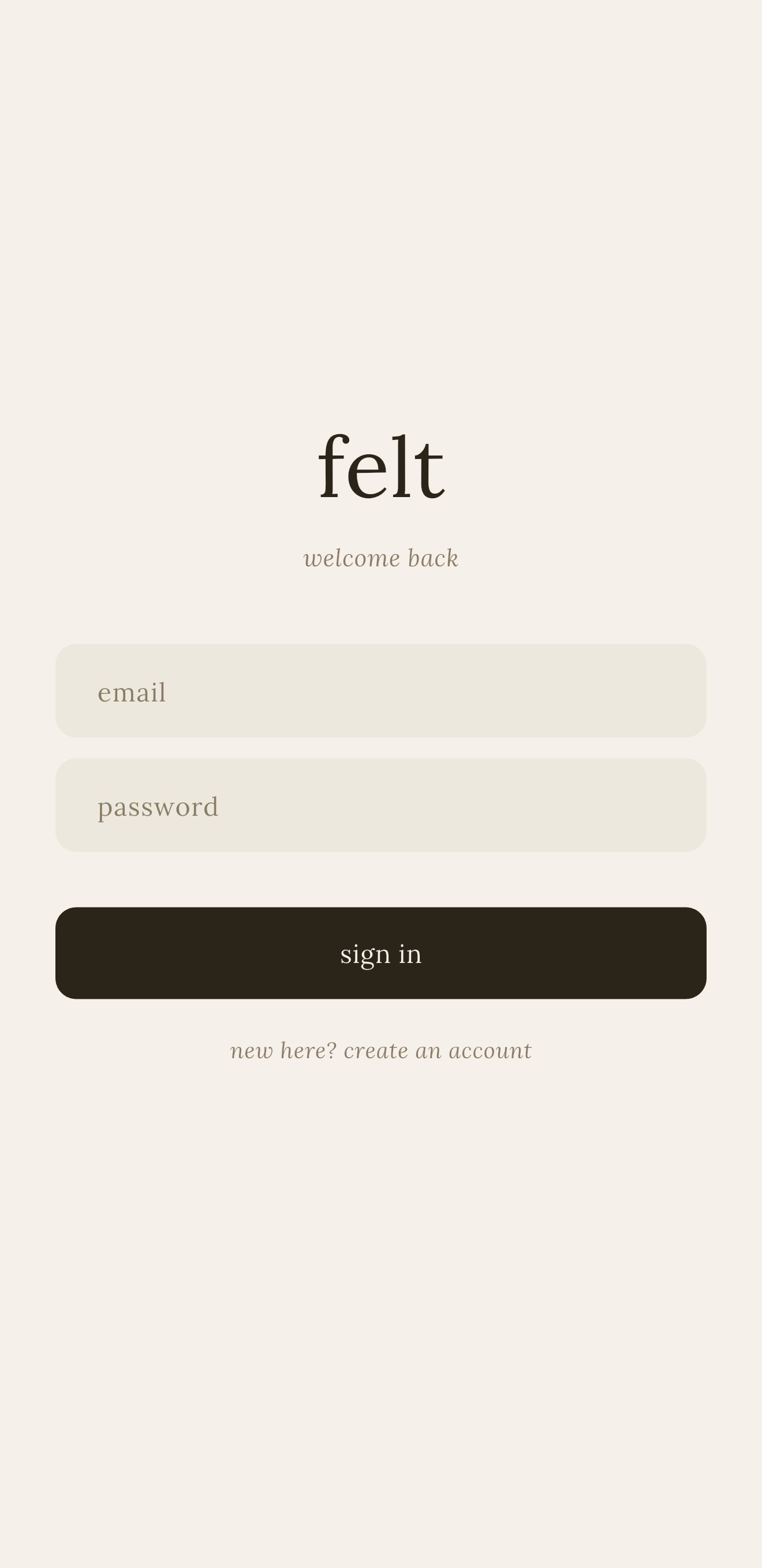 Felt sign-in screen