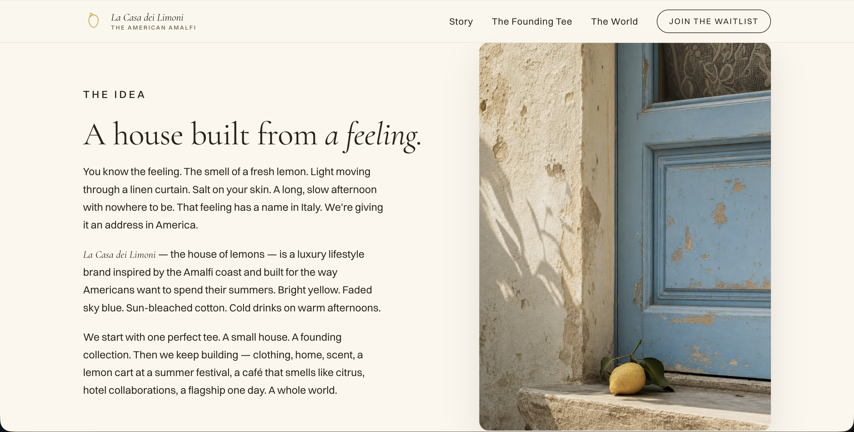 La Casa dei Limoni brand story page