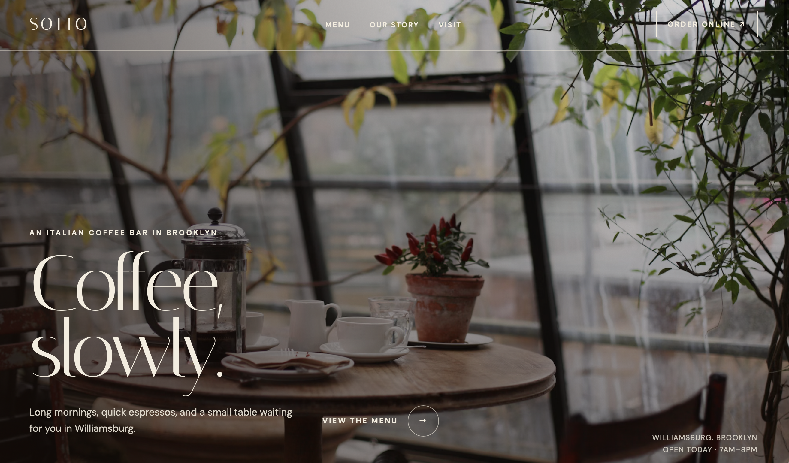 Sotto coffee bar homepage