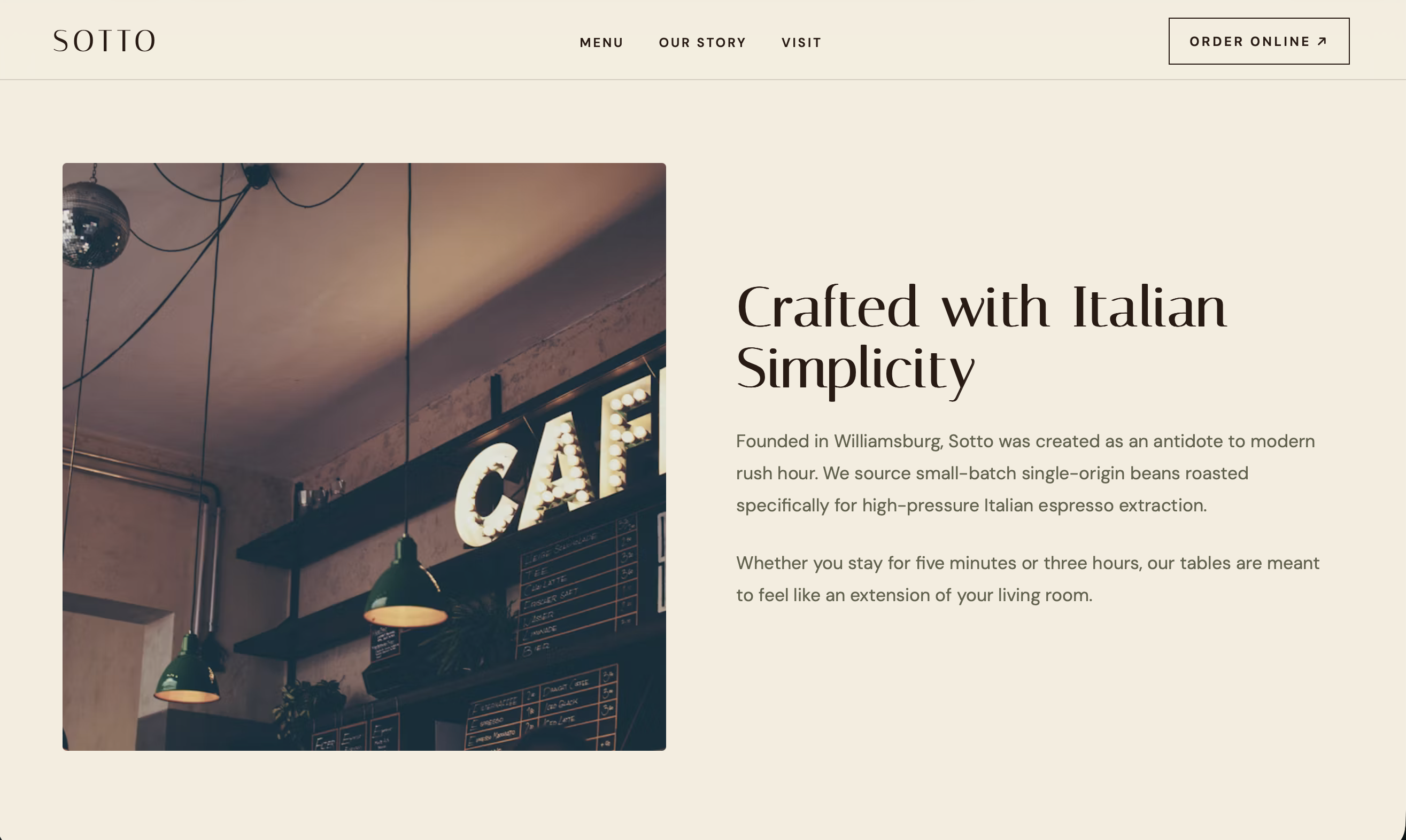 Sotto brand story section